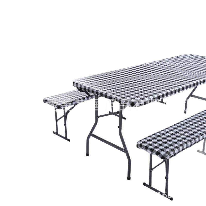 テーブルクロス アウトドア 弾力 テーブルカバー 椅子カバー 防水 防滑 耐摩耗 防塵 白黒格子柄 フランネル 庭 ピクニック 3点セット