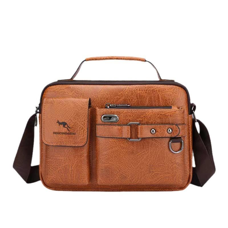 ショルダーバッグ メンズ 男性用 ビジネスバッグ PUレザー 撥水 耐摩耗 斜めがけ 鞄 シンプル ブラック..