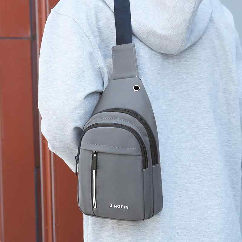 ボディバッグ 男性用 撥水 鞄 ショルダーバッグ カジュアル 英字プリント ブラック グレー グリーン シャンパンゴールド ポリエステル 8インチ収納 普段使い