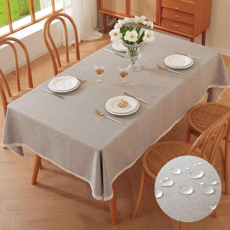 テーブルクロス 北欧風 無地 防水 防油 撥水 長方形 高級感 ポリエステル レース
