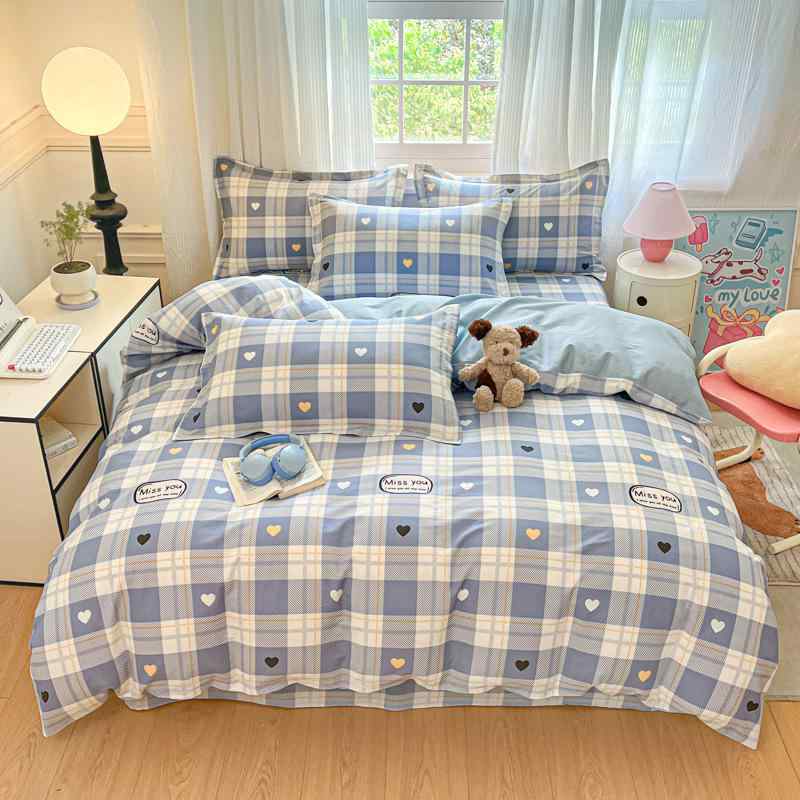 布団カバー 寝具 4点セット シングル セミダブル ダブル 綿100% ベッドシーツ 枕カバー 長繊維綿 幾何..