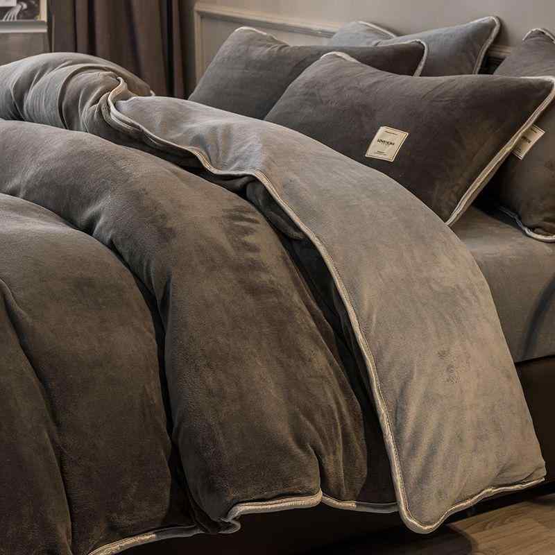 Other - 寝具 布団カバー ベッドシーツ セット 加絨 厚手 再生繊維 冬 暖かい あったか 4点セット 3点セット 深灰 浅灰 紺色 グレー 黄色 ピンク