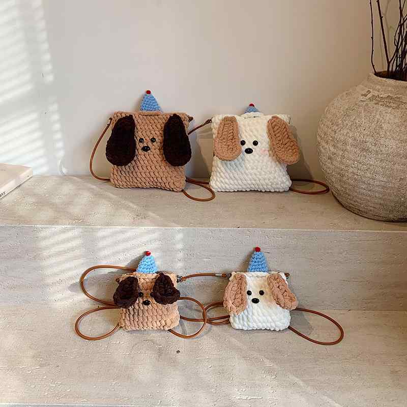 ミニポシェット 子供用 かぎ編み 犬モチーフ 斜めがけ 零銭入れ カートゥーン かわいい ファッション ..