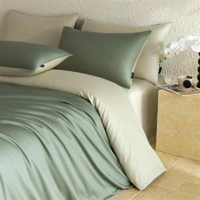 布団カバー ベッドシーツ 4点セット シングル セミダブル ダブル クイーン 綿100% コットン 寝具 なめらか 柔らかい 肌触り ベッド用品 オールシーズン おしゃれ(3.0)