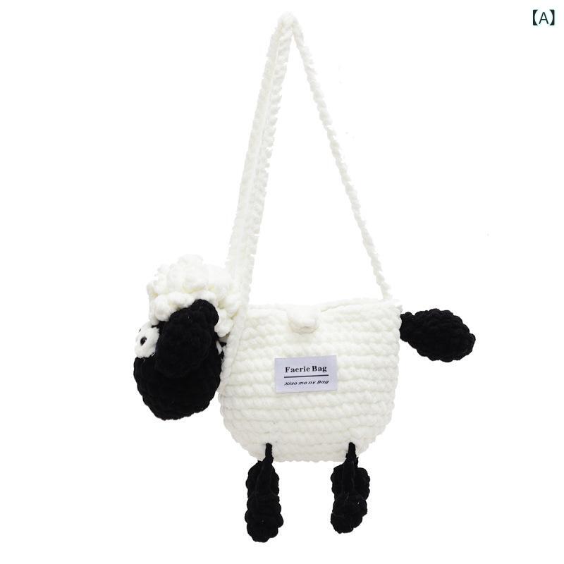 ニットバッグ 子供用 小羊型 春夏 編み込み ショルダーバッグ ミニポシェット 斜めがけ 携帯入れ かわ..