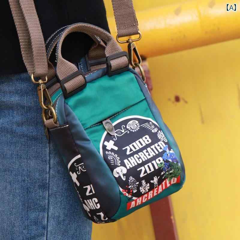 ショルダーバッグ 男性用 オックスフォード布 花柄 プリント 斜めがけ 鞄 ミニバッ...