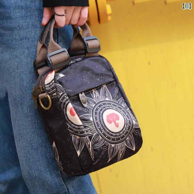 ショルダーバッグ 男性用 オックスフォード布 花柄 プリント 斜めがけ 鞄 ミニバッ...