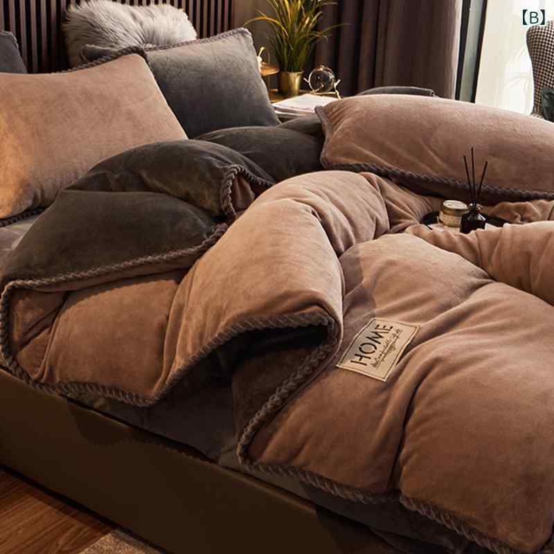 寝具 ベッドカバー シーツ 枕カバー 4点セット あったか 秋冬 両面起毛 フランネル 暖かい やわらかい 肌触り ベッドシート ベッドパッド 敷きパッド 寒さ対策 冷え防止