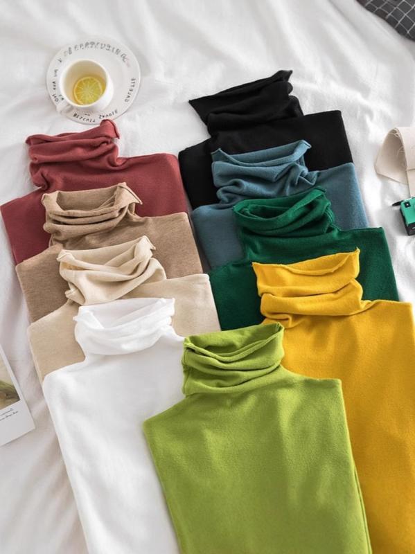 ニット レディース 秋冬 ハイネック 長袖 プルオーバー トップス 無地 ショート丈 スリム 薄手 カシミヤタッチ きれいめ 通勤 オフィス カジュアル 白 黒