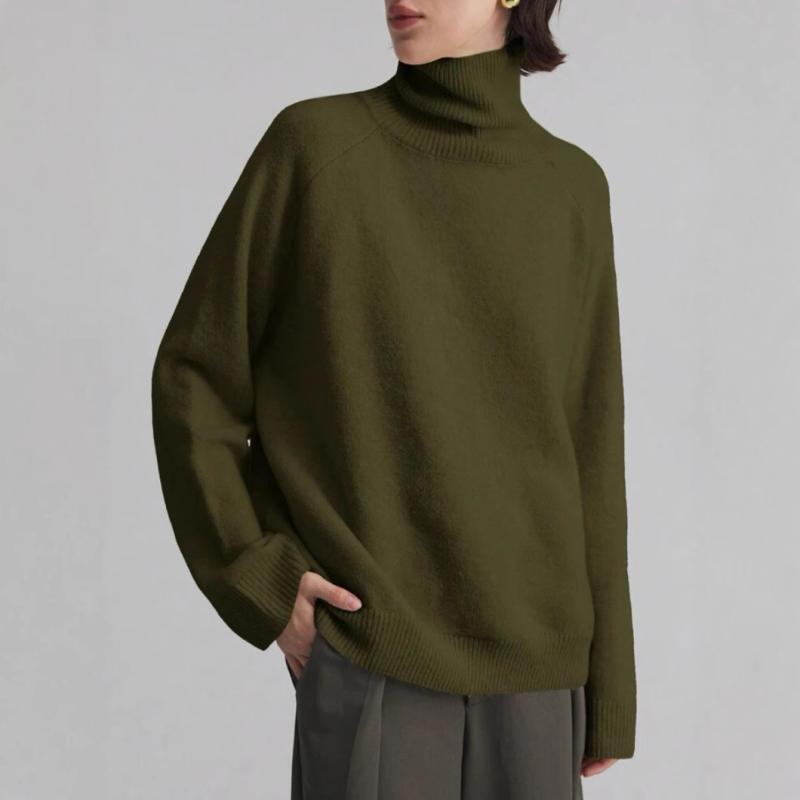 No Sleeve Knit - ニット レディース ニットトップス 秋冬 プルオーバー 高襟 無地 アクリル 伸縮性 長袖 普段使い 部屋着 あったか 暖か ミリタリーグリーン ブラック ベージュ ホワイト グレー レッド ブルー ピンク オレンジ スカイブルー