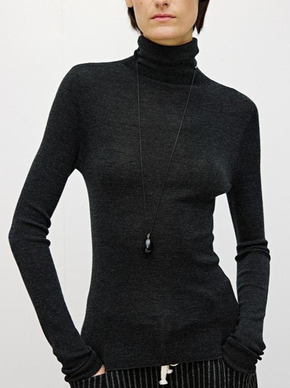 ニット レディース 羊毛 高襟 セーター 秋冬 トップス カットソー プルオーバー 無地 スリムフィット 通勤着 オフィス カジュアル ブラック ホワイト グレー ブラウン レッド