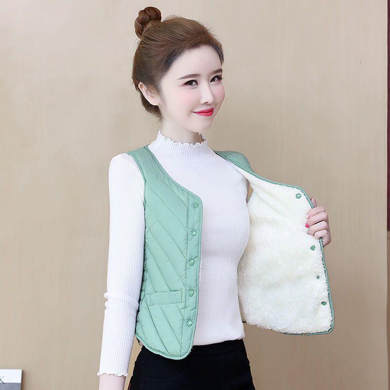 ベスト レディース 秋冬 裏起毛 防寒 スリム インナー あったか 羽毛 コットン ノースリーブ トップス グリーン ピンク系 レッド ブラック パープル ホワイト 大きいサイズ