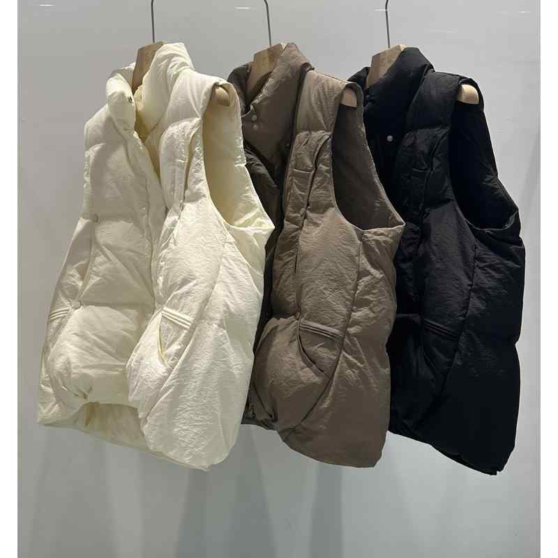ダウンベスト レディース 厚手 ゆったり アウター ダウン ジャケット ベスト チョッキ 上着 白 黒