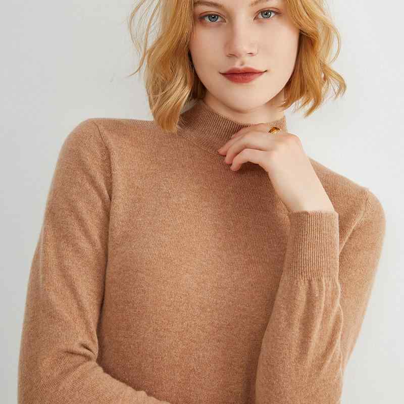 Three-Quarter Knit - ニット レディース セーター 長袖 プルオーバー 秋冬 トップス ハーフネック 無地 ゆったり きれいめ オフィスカジュアル 白 黒 ベージュ グレー