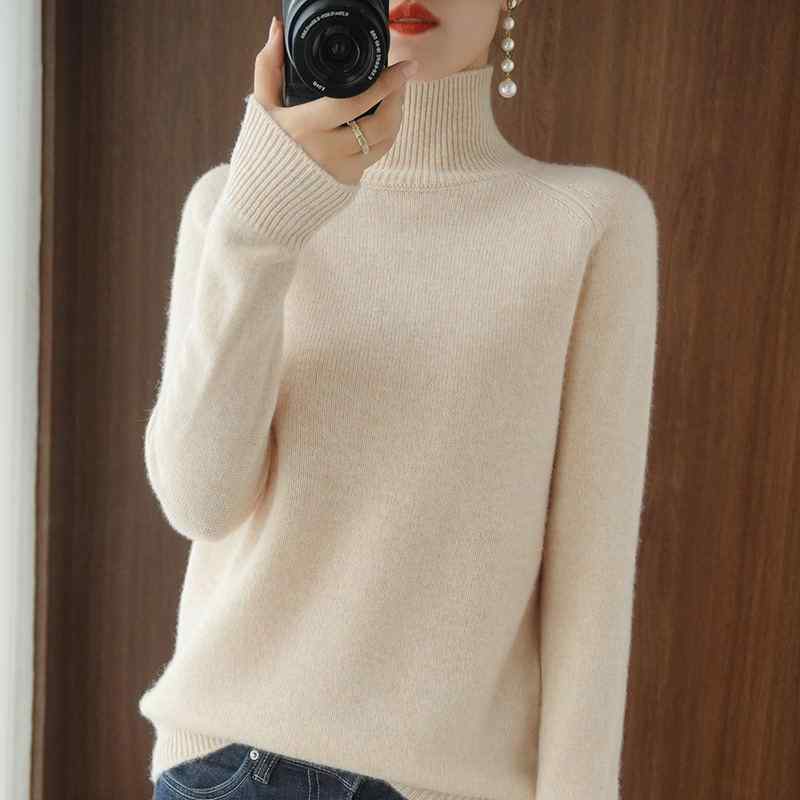 ニット レディース 高襟 プルオーバー トップス 秋冬 セーター ゆったり 大きめサイズ 無地 長袖 ニットソー 白/グレー/黒/キャメル/ピンク系/グリーン/パープル/ブルー