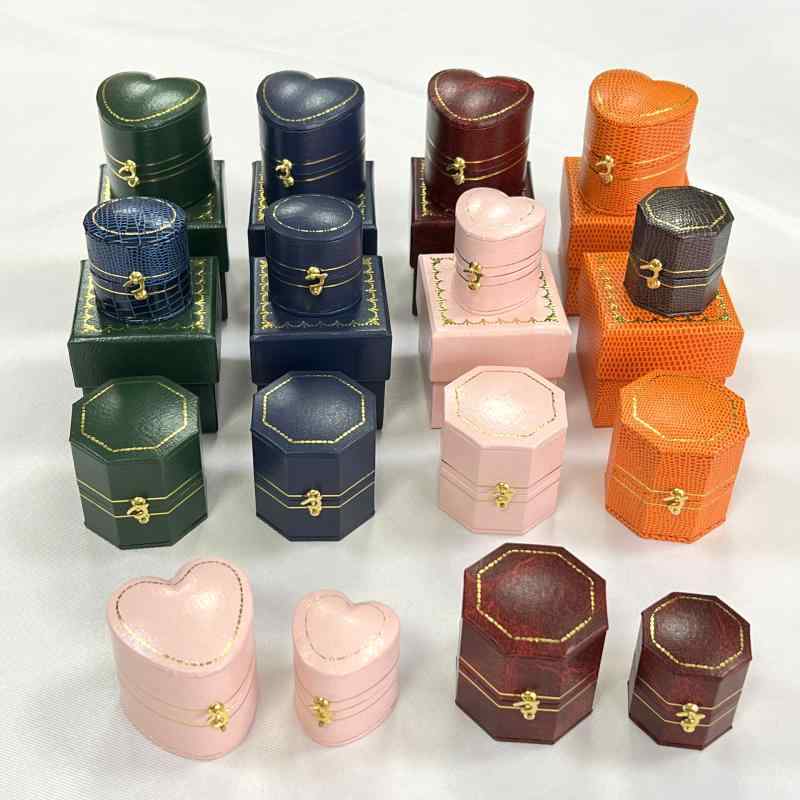 指輪ケース レディース ピンク色 ハート形 メンズ グリーン 楕円形 オクタゴン型 ふた付き ゴールド ケーキボックス 大容量 小型