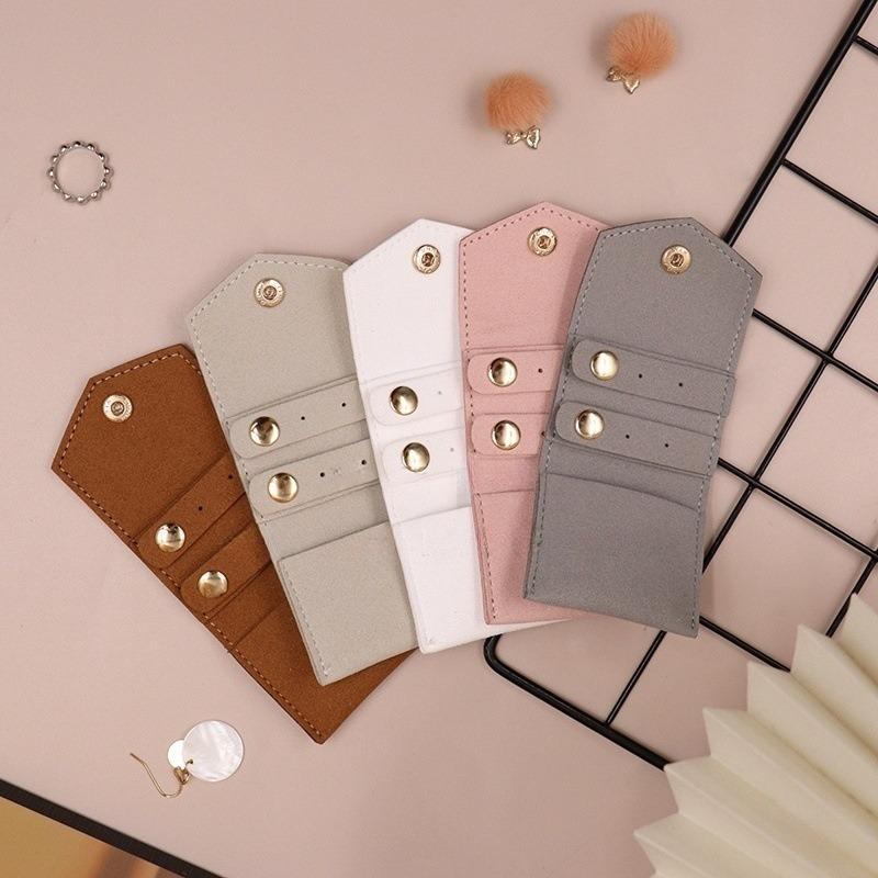 アクセサリーケース レディース ジュエリーポーチ 超纤 携帯用 ミニ 指輪 ネックレス ピアス 収納袋 無地 ピンク系 ブラウン系 ホワイト系