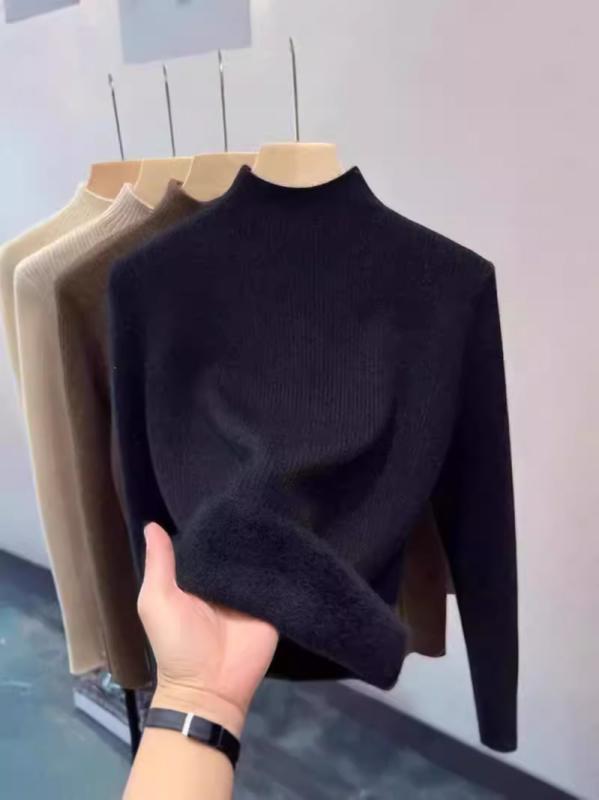 ニット レディース 裏起毛 ラメ入り リブ タートルネック プルオーバー トップス 厚手 秋冬 あったか ..