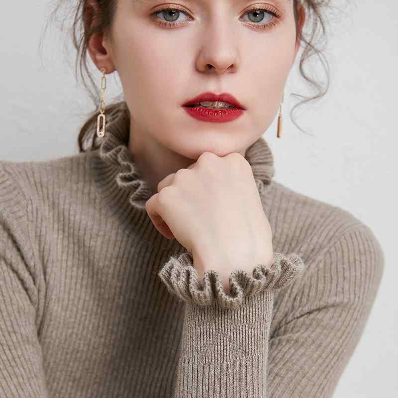 Long-Sleeved Knit - ニット レディース 花柄 長袖 セーター トップス プルオーバー インナー スリム 花弁袖 配色 春秋 ポリエステル レーヨン ホワイト ブラック ネイビー ベージュ グレー キャメル
