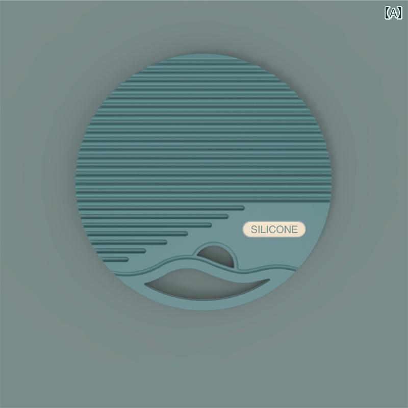 鍋敷き レディース 耐熱 シリコンマット 滑り止め 防水 コースター カップ敷き 円形 無地 水湖ブルー ..