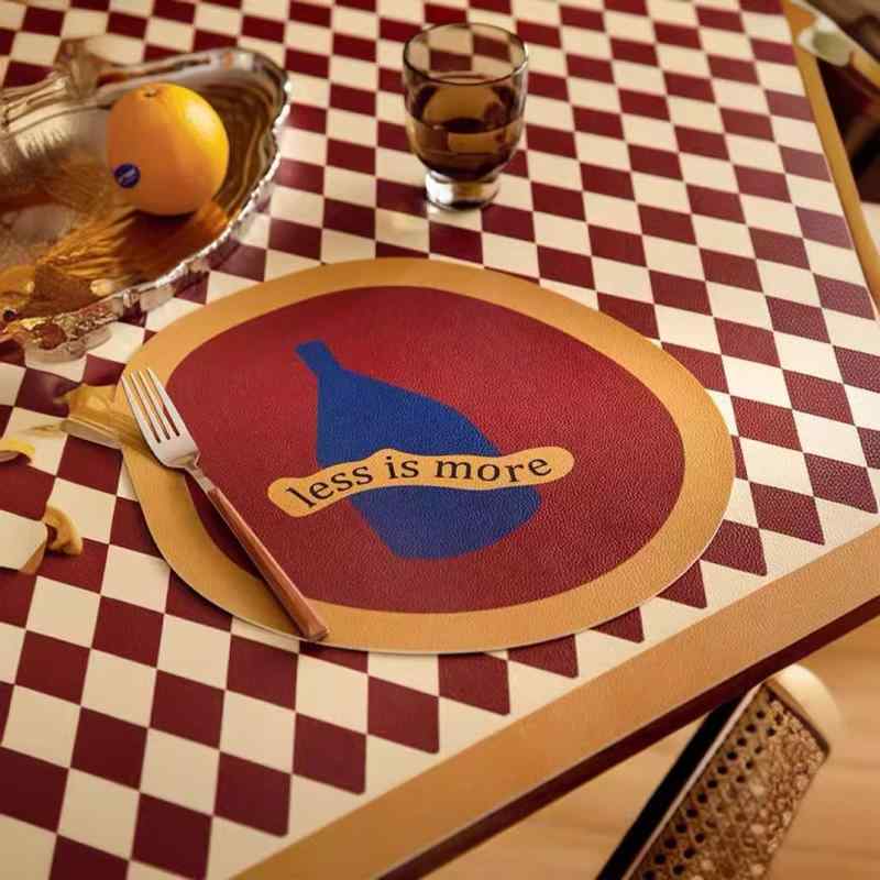 ランチョンマット 防水 防油 撥水 レザー 断熱マット 傷防止 汚れ防止 幾何学模様 レッド系 グリーン系 ブルー系