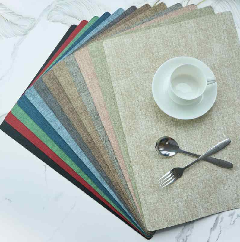 ランチョンマット レザー 北欧 INS風 西洋料理用 家庭用 防水 防油 断熱 長方形 ダークグレー ベージュ イエロー ブルー ピンク グリーン ホワイト レッド ブラック