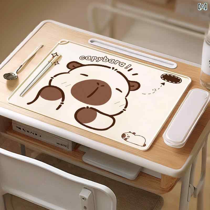 子供用シリコン製ランチョンマット 学生用 勉強机マット 折り畳み収納可能 かわいいクマ カピバラ柄 撥..