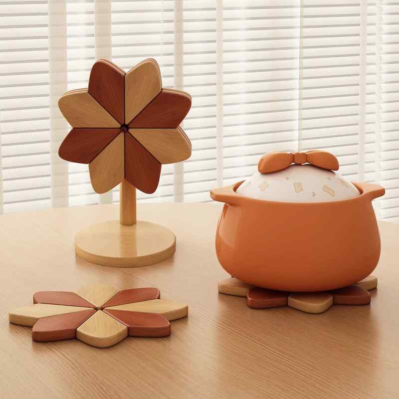 コースター 木製風車 断熱パッド 楠竹 実木 レトロ シンプル おしゃれ かわいい 北欧風 カップ置き 鍋..