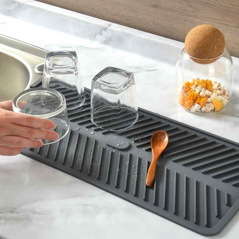 バーマット 厚手長方形 滑り止め 珪藻土 コースター 46*19cm グラス置き 排水マット シンプル モダン