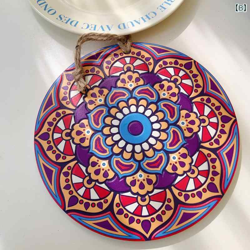 鍋敷き レディース メンズ 曼荼羅柄 花柄 セラミック 耐熱 断熱 円形 丸型 民族風 アフリカン 幾何学模様 シンプル スタイリッシュ