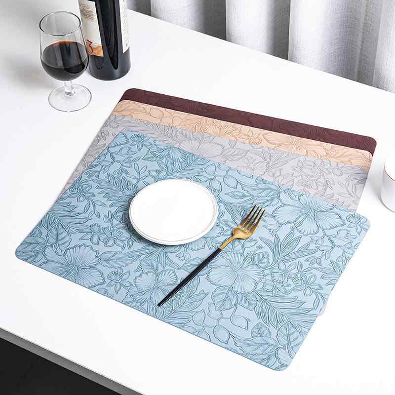 ランチョンマット レザー PVC 北欧風 ホテル 家庭用 撥水 撥油 断熱 滑り止め スクエア ブラック グレー グリーン ブルー ベージュ ブラウン