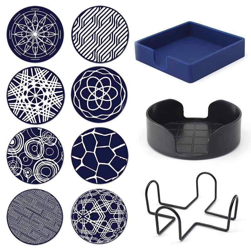 コースター シリコン グラスマット 円形 滑り止め 断熱 花柄 ウイスキーグラス カップ 10cm 6枚 セット..