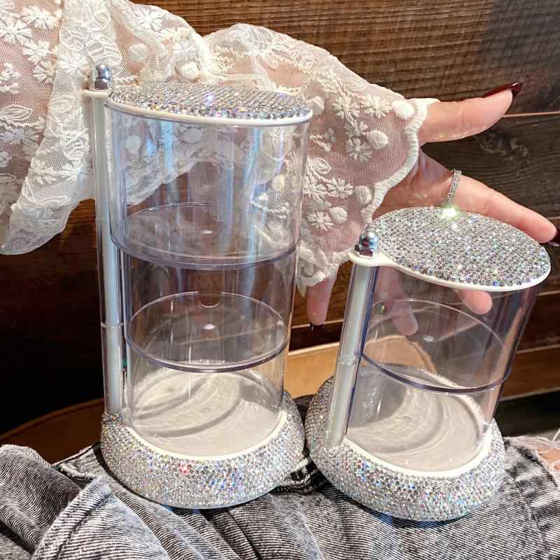 メイクボックス コスメ収納ボックス 回転式 防塵 アクリル製 大容量 口紅 メイクブラシ 美容グッズ収納