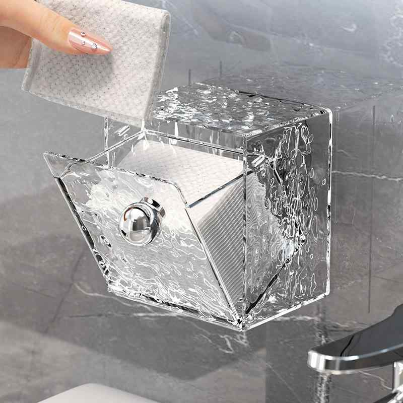 収納ケース レディース 水波紋 フラップ式 浴室 メイクアップ スポンジ リムーバー コットン 整理ボックス 壁掛け ヘアクリップ 口紅 綿棒 透明 クリア