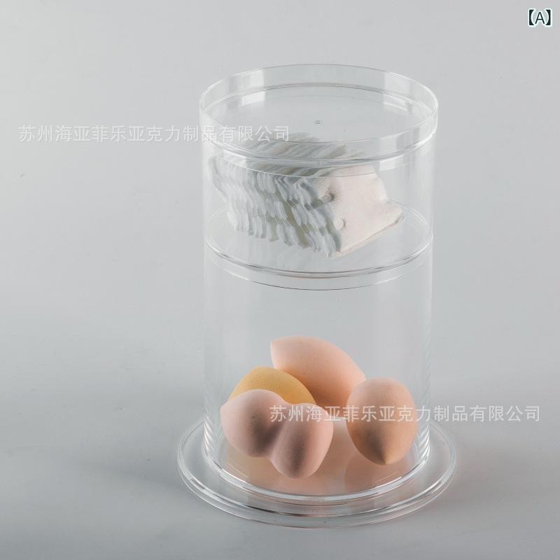 収納ケース レディース メンズ 卓上 アクリル製 PS製 綿棒 コットン メイクスポンジ 化粧品 小物入れ 大容量 透明 重ね置き可能