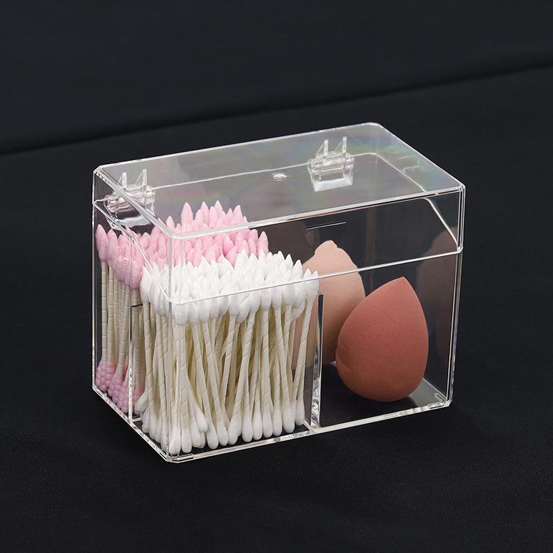収納ケース レディース メンズ 卓上 化粧品 綿棒 メイク道具 防塵 フタ付き 透明 アクリル