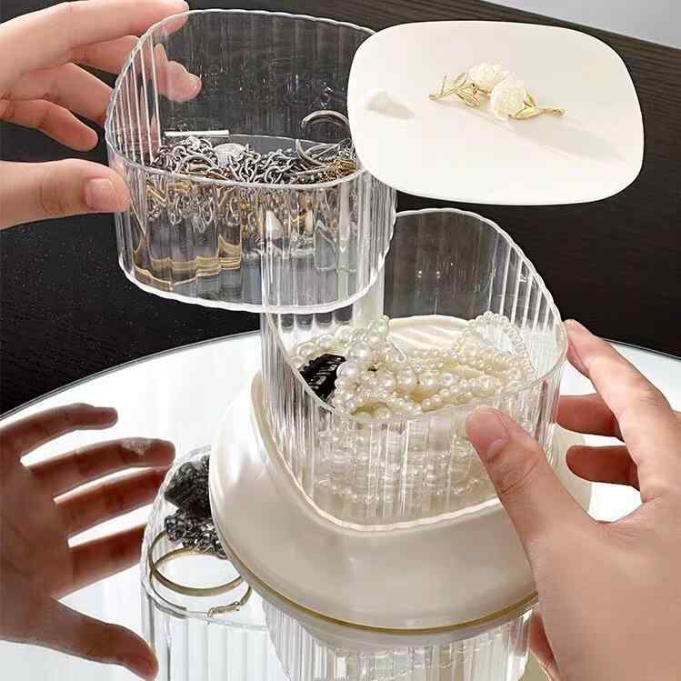 コスメ収納ケース レディース メイクボックス 回転式 透明 大容量 4層 ジュエリーボックス アクセサリ..