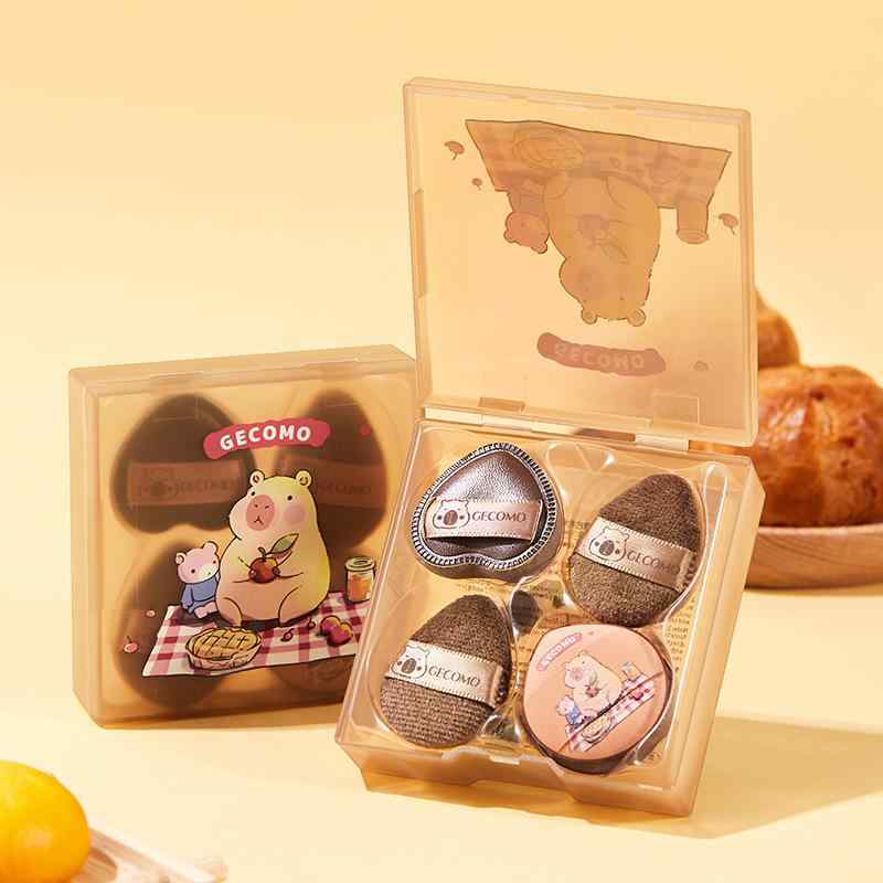 パフ レディース 柔らかい スポンジ パウダーパフ 携帯用 散粉パフ セット 親水性ポリウレタン 植毛 水滴形 不規則形