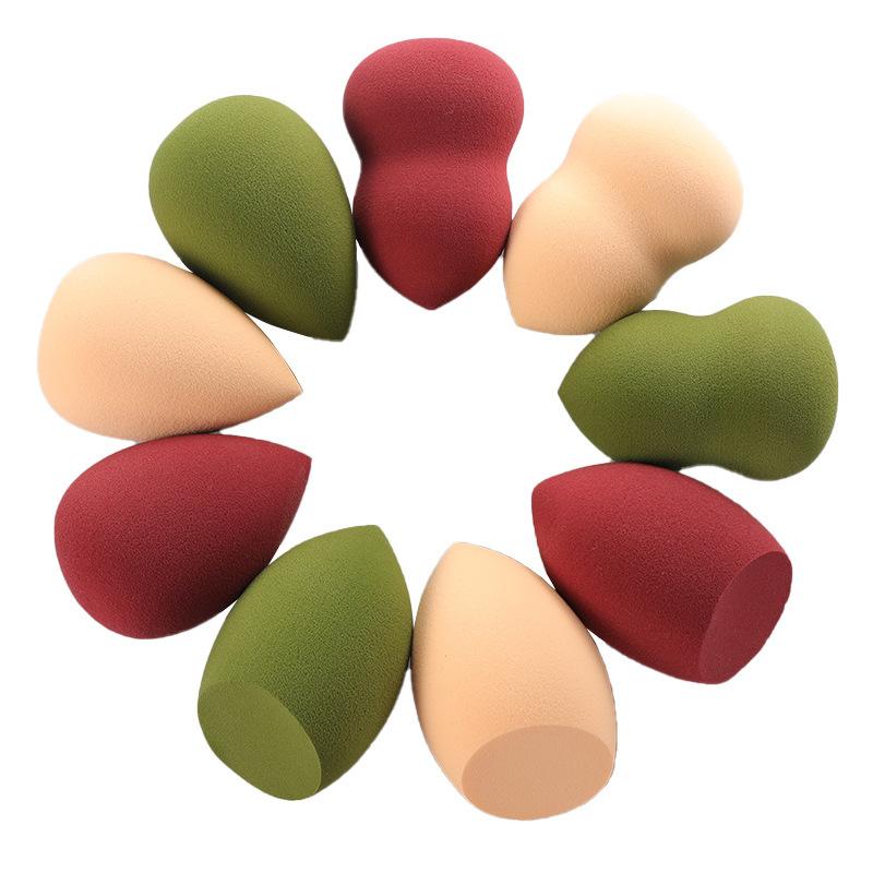 メイクアップスポンジ パフ 3個セット 携帯用 スポンジホルダー付き 多機能 メイク道具 洒紅色 オリーブグリーン 肌色 天然海綿