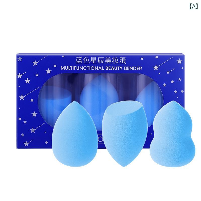 メイクアップスポンジ 親水性 スポンジ パフ 乾湿両用 ブルー