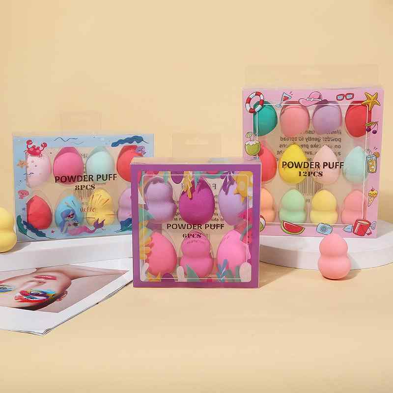 メイクアップスポンジ セット 瓢箪型 水滴型 パフ ファンデーション 化粧 メイク道具 クッション 混合色