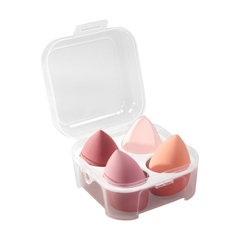 メイク用スポンジ パフ 柔らかい海綿 水滴形 ピンク系 4個入り