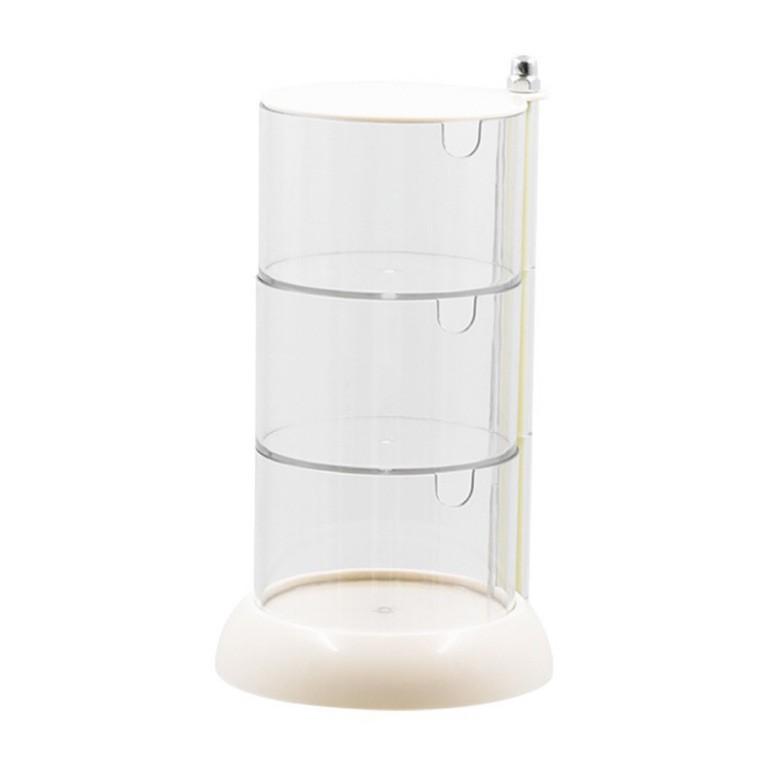 メイクボックス レディース 回転式 パフ 収納ケース 防塵 化粧パフ コスメ メイク道具 置き棚 化粧品 綿棒 小物入れ ホワイト