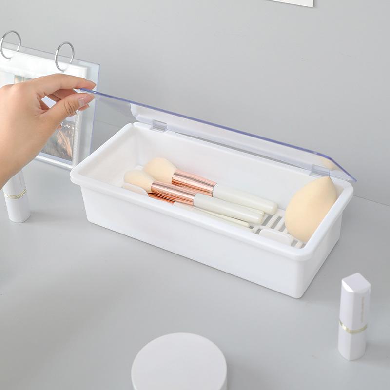 メイクボックス ふた付き 防塵 大容量 メイクブラシ アイシャドウブラシ 収納ケース コスメ収納 卓上 整理