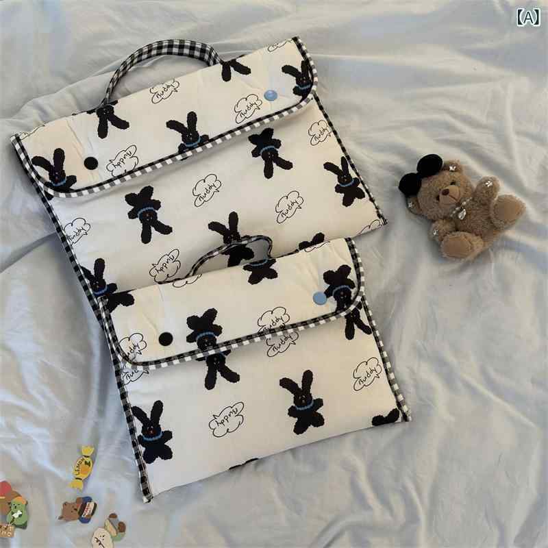 タブレットケース レディース かわいい ウサギ 11インチ 13インチ 14インチ パソコンバッグ 超軽量 コットン 漫画風 キャラクター 収納可能 白