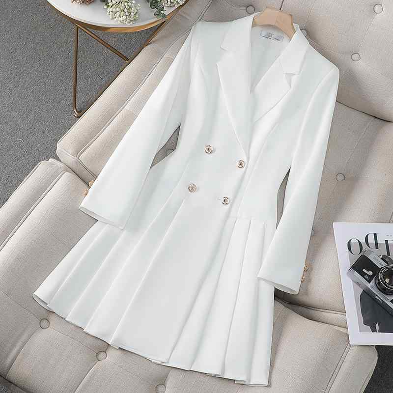 ワンピース レディース 黒 ブラック A字 Vネック 長袖 ダブルブレスト 膝丈 膝下丈 ポリエステル 無地 きれいめ 通勤