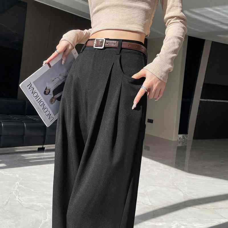 パンツ レディース 高腰 ワイドレッグパンツ カジュアルパンツ S M L XL 2XL グレー 黒 カーキ ゆった..