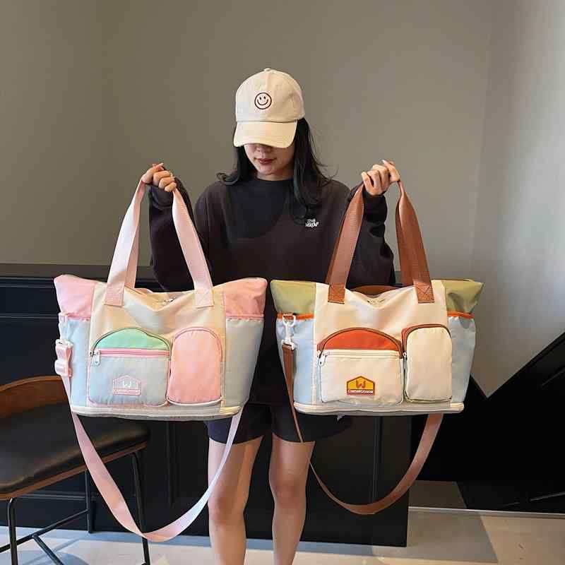 トートバッグ レディース 2way 大容量 鞄 ショルダーバッグ 斜めがけ 通勤 旅行 ナイロン バイカラー