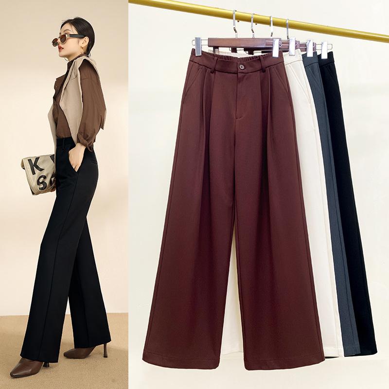 パンツ レディース 羊毛 ワイドパンツ 高見え 美脚 ストレッチ ゆったり ストレート アンコラレッド グ..