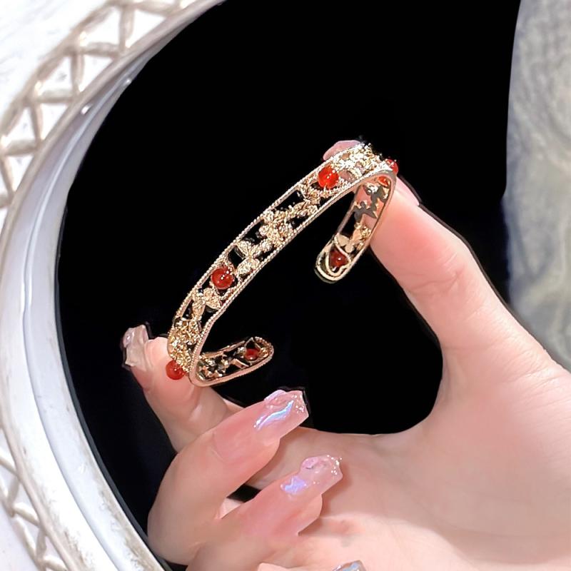 ブレスレット レディース 海棠の花モチーフ エレガント レトロ 韓国風 アクセサリー 合金 電気メッキ加..